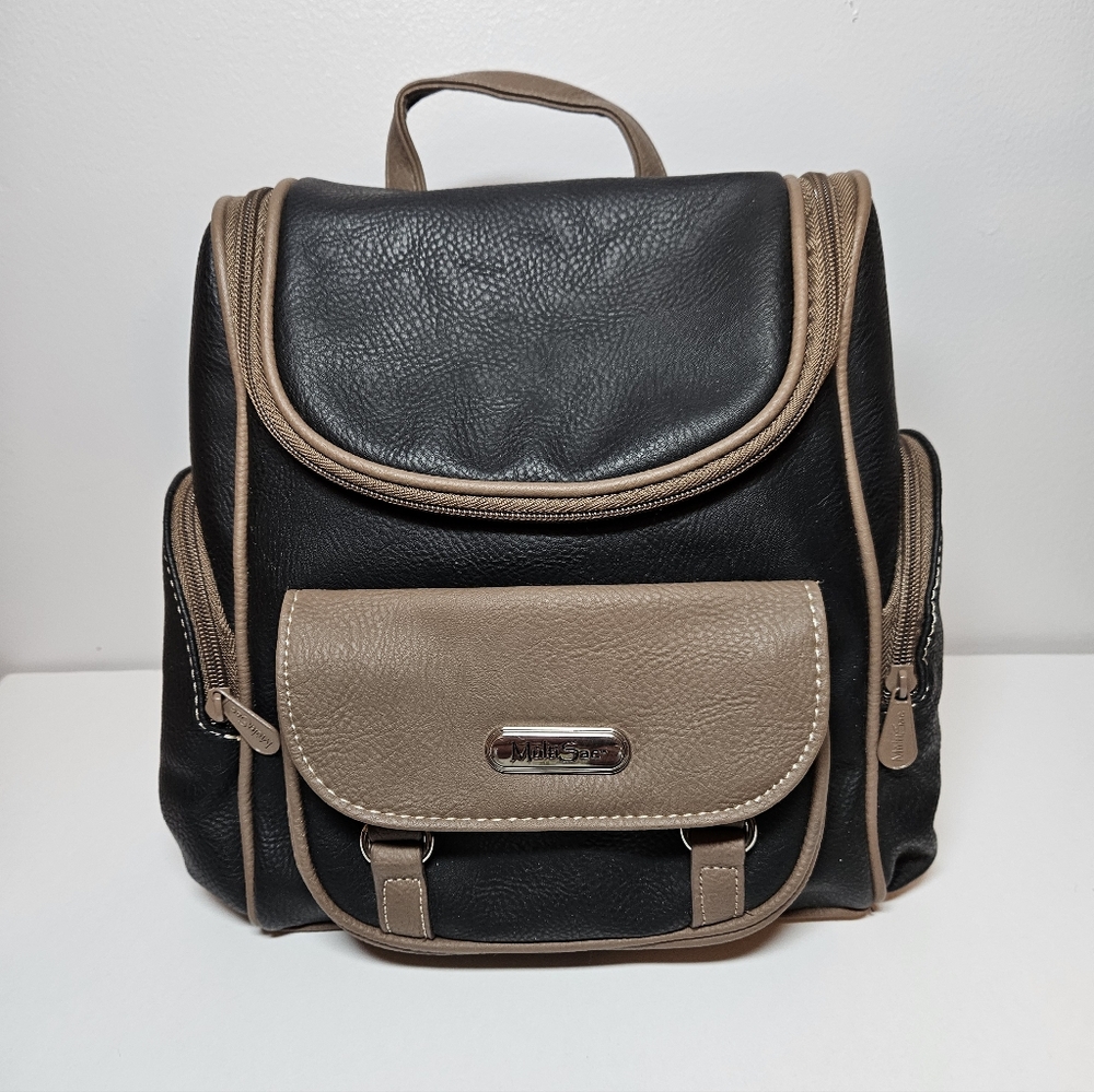Multi-Sac Backpack/Crossbody Bag, Navy/Taupe,  Pebbled Vinyl